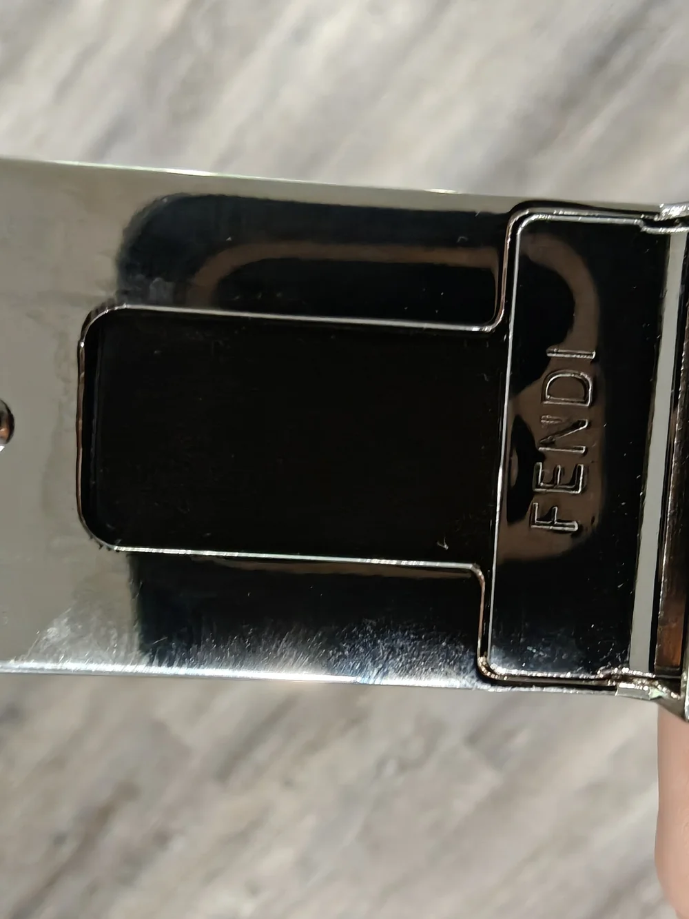 🐢 Fendi Silver and Black Logo Plate Belt Buckle Vintage